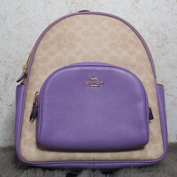 Coach Court Backpack in Signature Canvas (Sand/Iris) - Picture 1 of 7